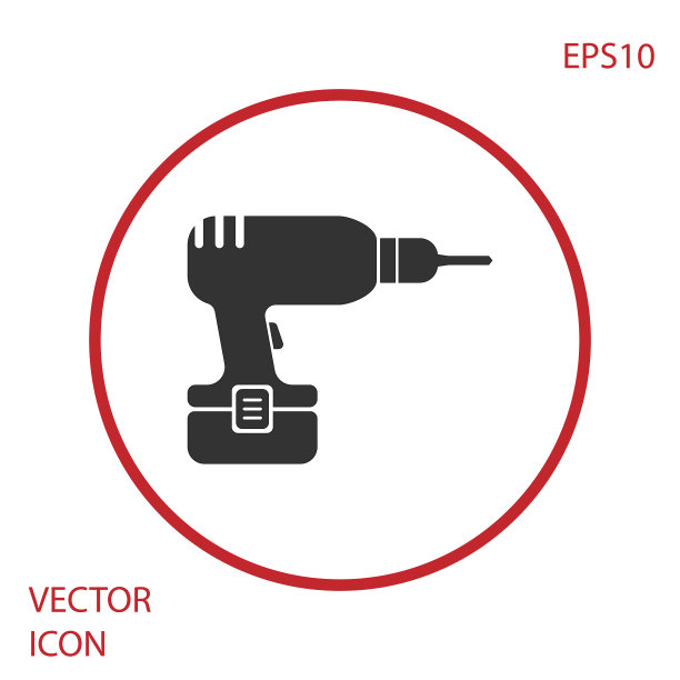 灰色钻机图标隔离在白色图片下载