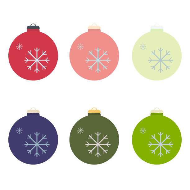 一套圣诞装饰球的风格图片下载