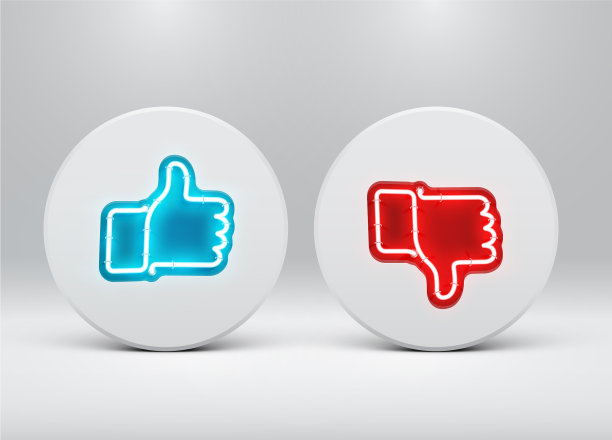 喜欢和不喜欢的霓虹灯按钮图片下载