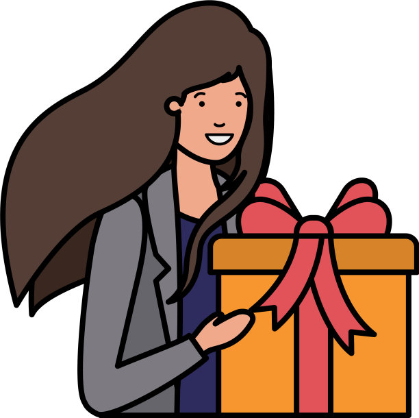 带着礼盒化身的年轻女子图片下载