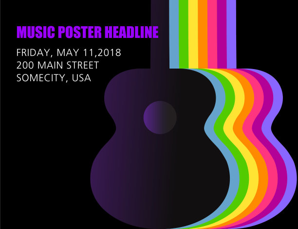 一个独特的不寻常的和聪明的吉他海报图片下载