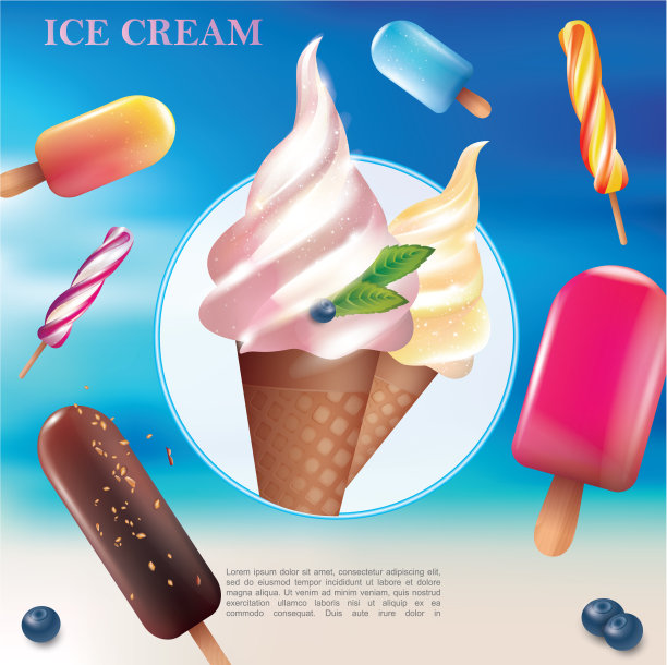 现实美味的冷甜点模板图片下载