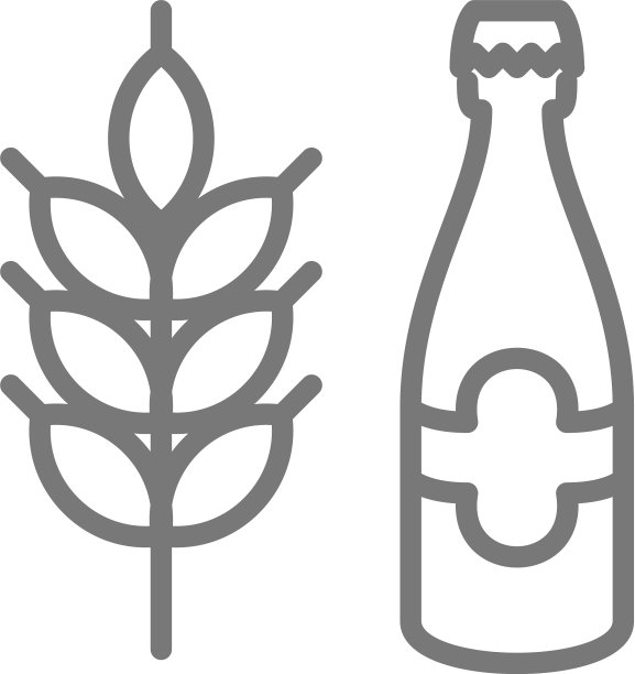 啤酒瓶和小麦谷物线图标图片下载