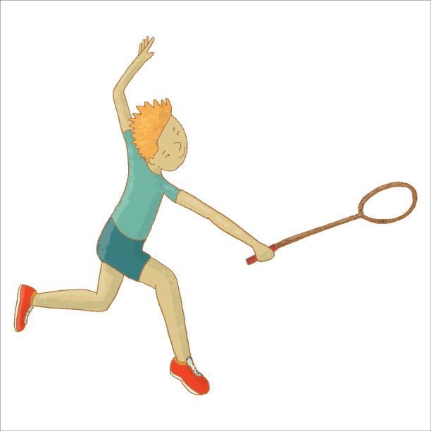 男孩在用球拍打羽毛球图片下载