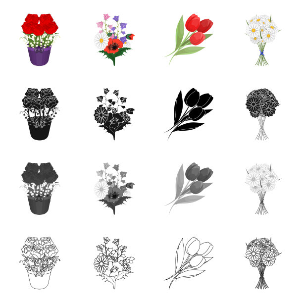 设计弹簧和花环图标套图片下载