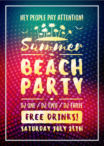 夏夜派对传单或海报设计图片下载