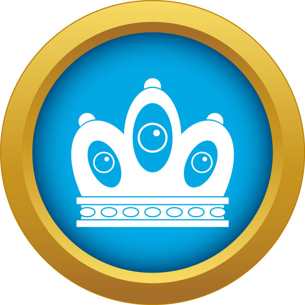 女王皇冠图标蓝色孤立图片下载