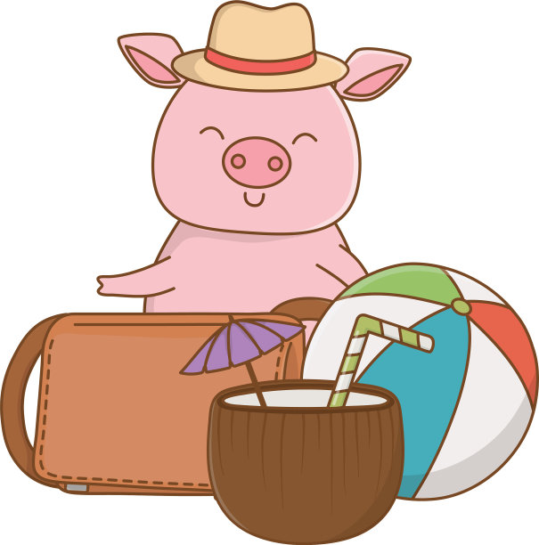 可爱的动物享受夏季卡通图片下载