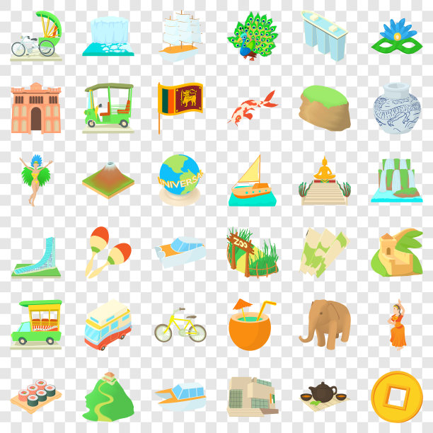 宇宙图标设置卡通风格图片下载