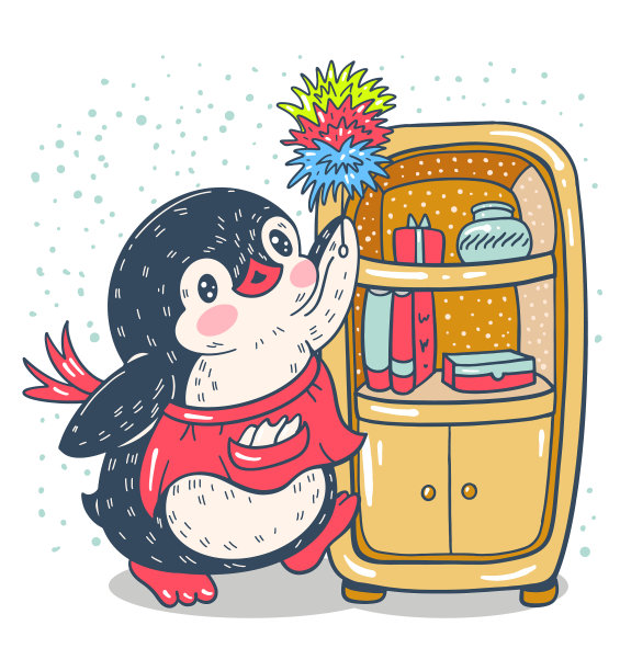 冬天里有有趣的卡通企鹅图片下载