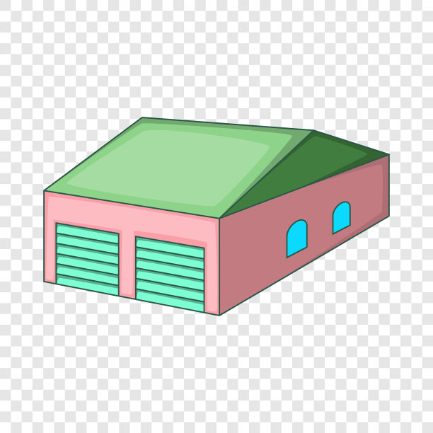 车库有两扇门，卡通风格的图标图片下载