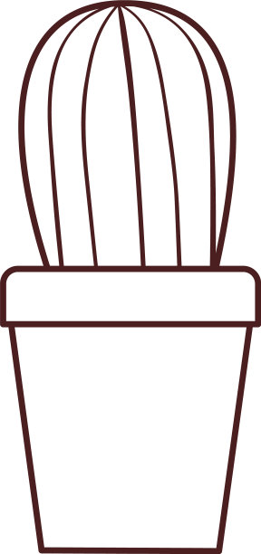 剪影仙人掌盆栽孤立图标图片下载