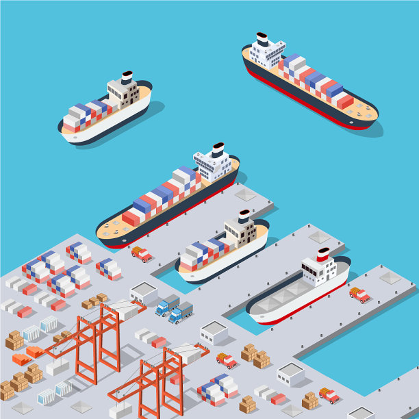 等距城市工业码头图片下载