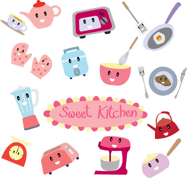 可爱甜蜜的厨房卡通图片下载