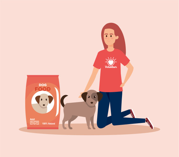 女孩志愿捐赠狗和食物图片下载