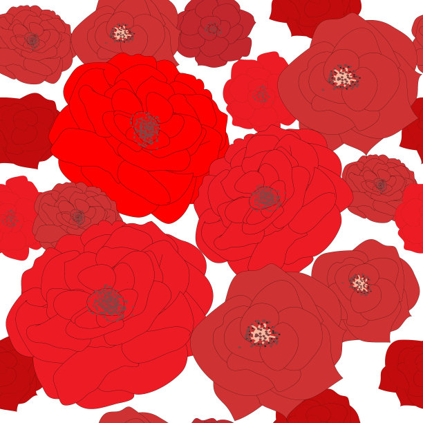 红玫瑰花无缝图案图片下载