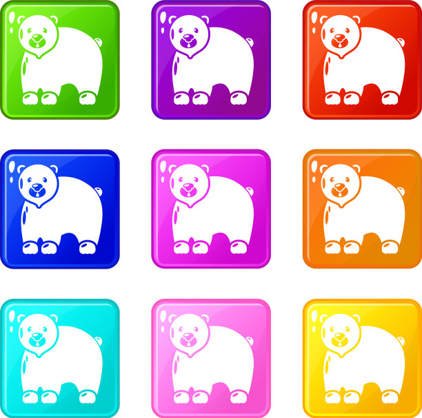加拿大熊图标集9颜色集合图片下载