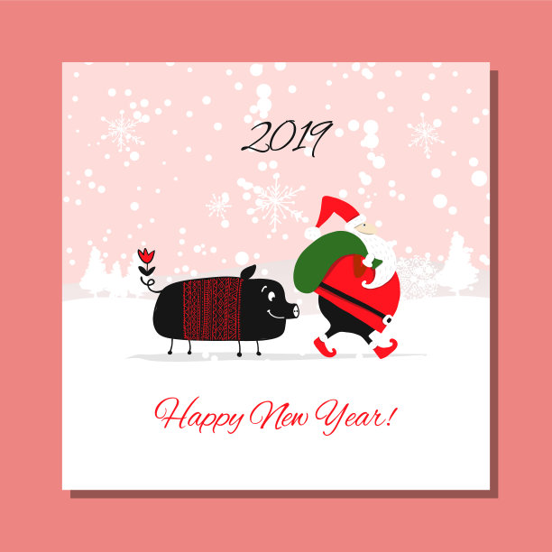 圣诞贺卡中圣诞猪的象征图片下载