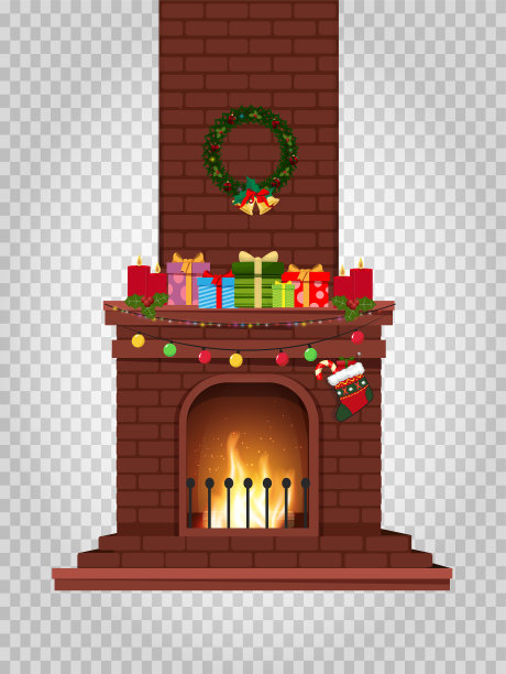 卡通装饰了许多燃烧的壁炉图片下载