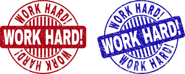 Grunge工作努力惊叹号划圆邮票图片下载