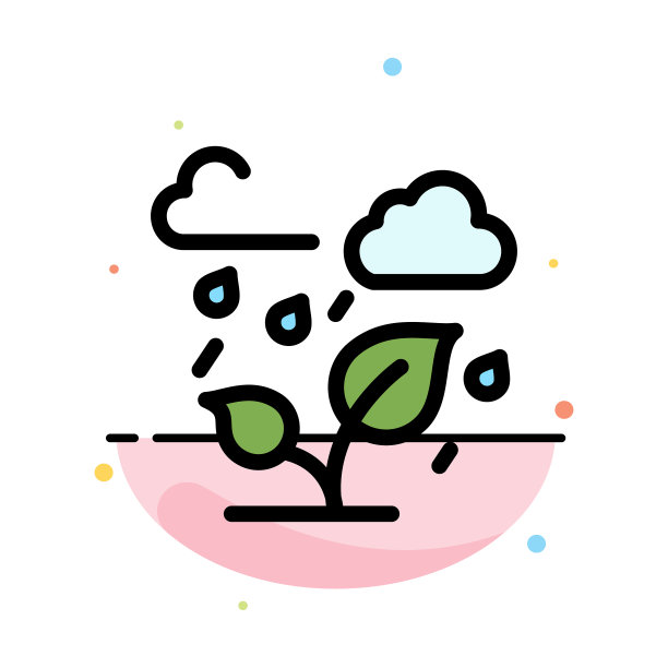 绿树云叶抽象平面颜色图标图片下载