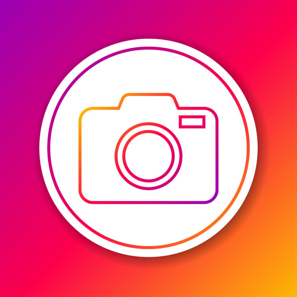 彩色照片相机线图标隔离颜色图片下载