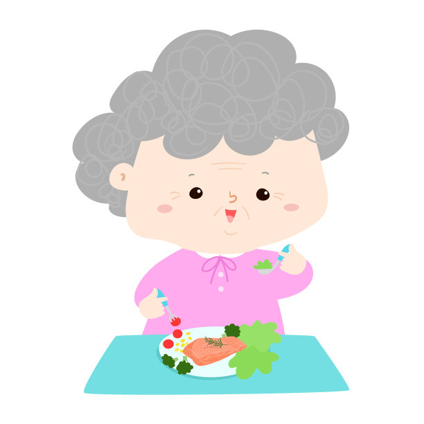 老年人吃健康食品漫画图片下载