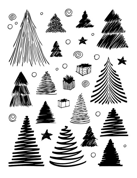 手绘的大圣诞树涂鸦图片下载