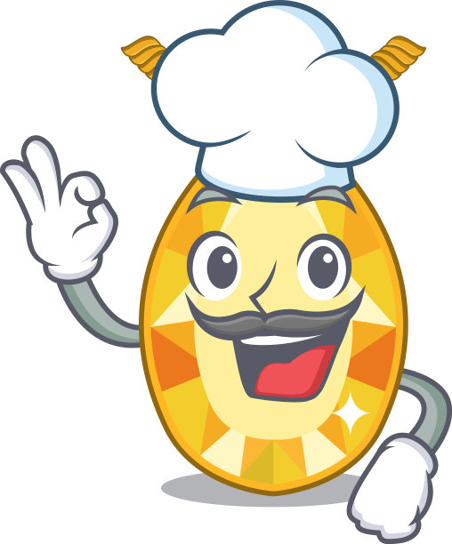厨师黄玉珠宝孤立在卡通图片下载