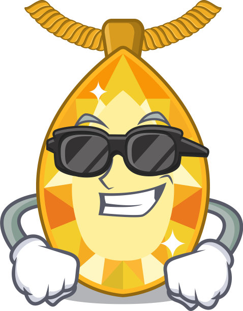 超级酷的黄玉首饰孤立在卡通图片下载