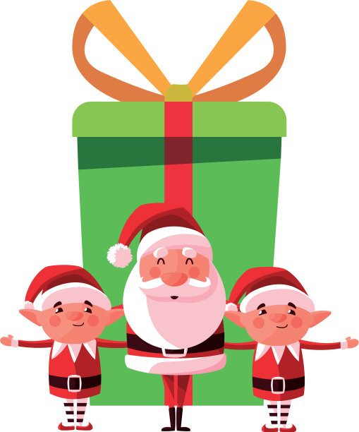 圣诞老人精灵和礼物图片下载