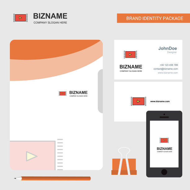 视频企业标志文件封面访问卡和图片下载