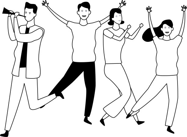 人们穿着黑白衣服跳舞玩乐图片下载