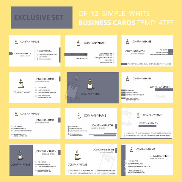 一套12蜡烛创意名片模板图片下载