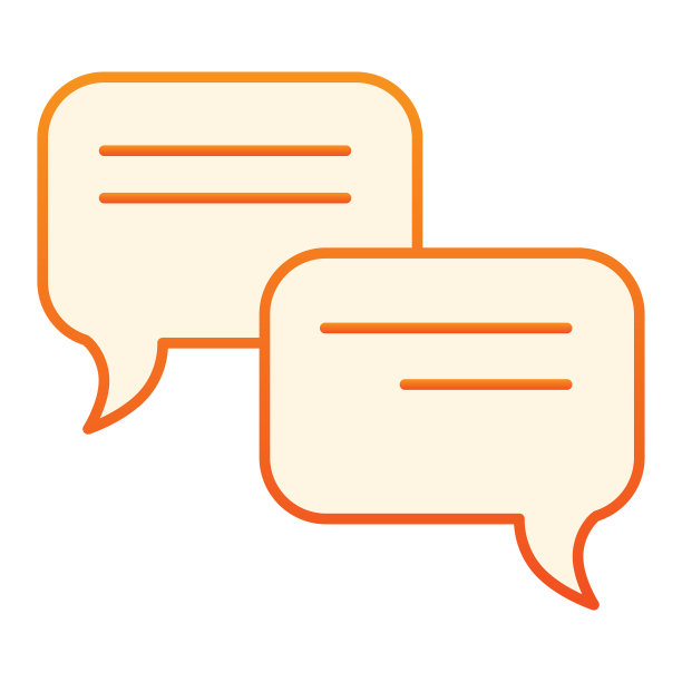 语音气泡平面图标交流橙色图片下载