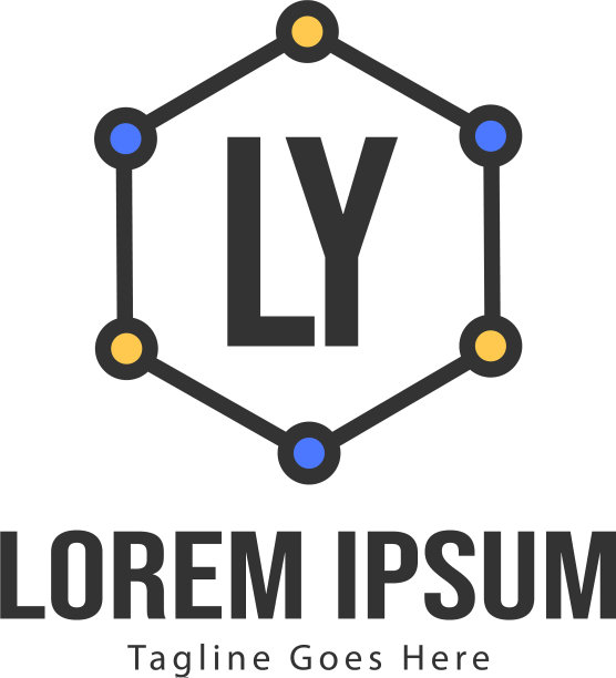 现代边框LY字母logo模板图片下载