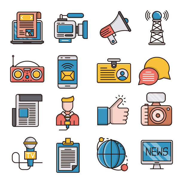 新闻填充轮廓图标图片下载