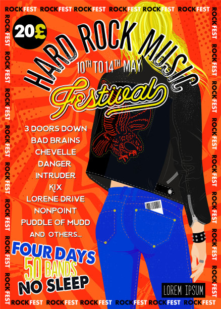 硬摇滚音乐节海报与女孩图片下载