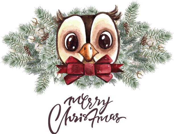 一套可爱的圣诞森林卡通熊图片下载