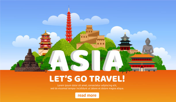 亚洲旅游详细网页横幅与著名的亚洲图片下载
