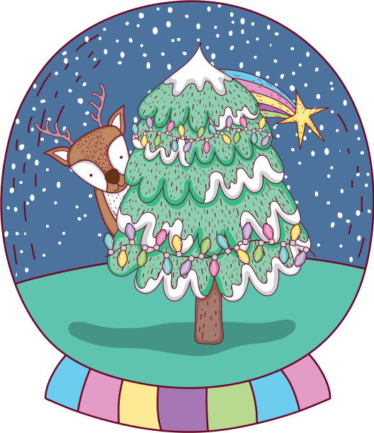 驯鹿圣诞树快乐图片下载