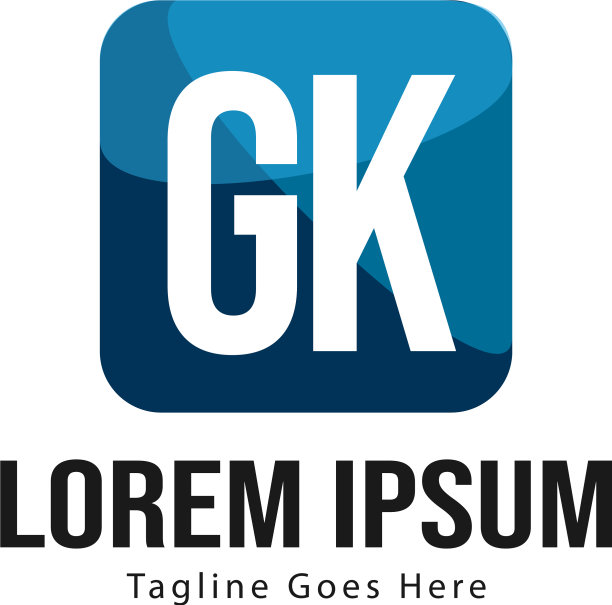 带有现代框架的GK首字母Logo模板图片下载