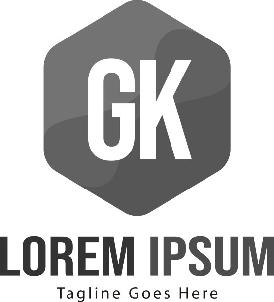 带有现代框架的GK首字母Logo模板图片下载