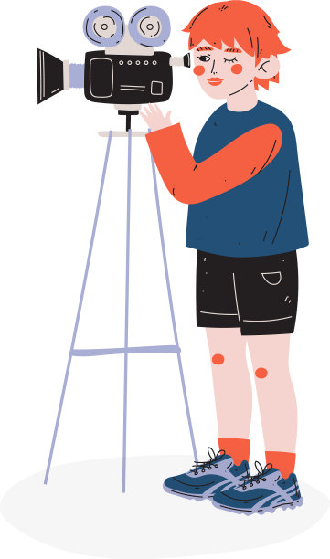 少年用复古摄像机录视频图片下载