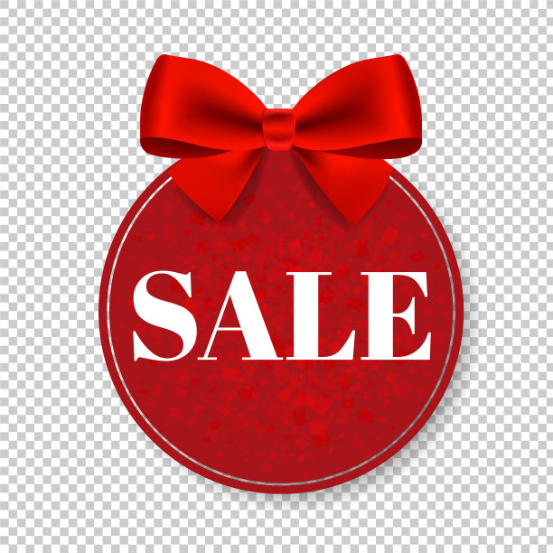 销售价格标签与弓孤立透明图片下载