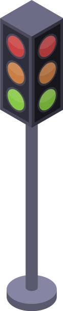 十字路口交通灯图标等距风格图片下载