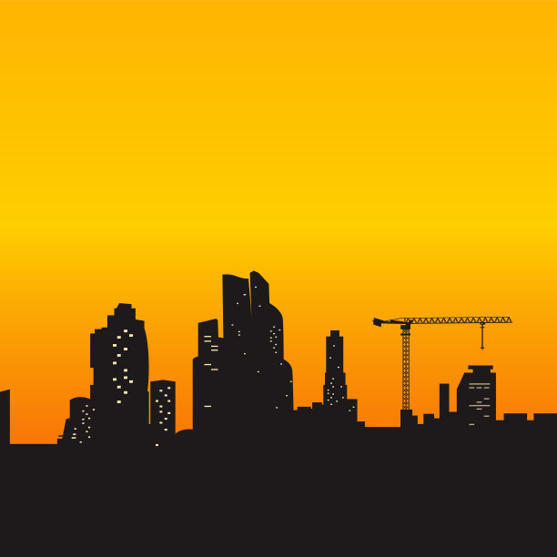 设置黑色剪影的城市与明亮的窗户图片下载