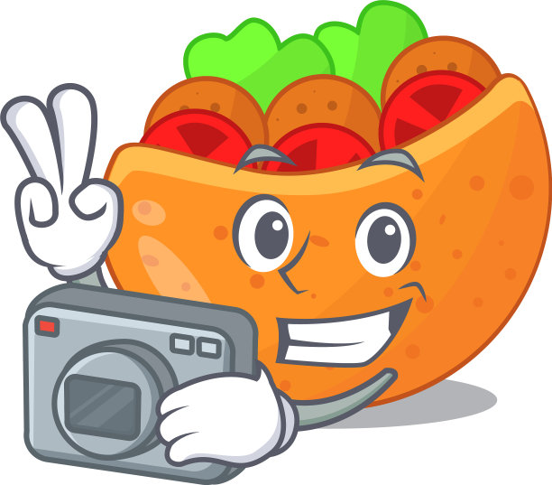 摄影师labneh皮塔饼与奶油卡通图片下载