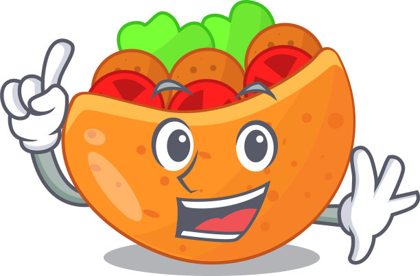 手指皮塔饼里塞满了蔬菜吉祥物图片下载