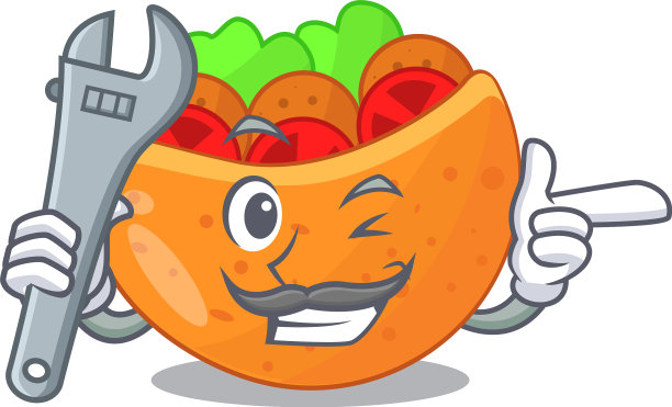 机械皮塔面包里塞满了蔬菜吉祥物图片下载